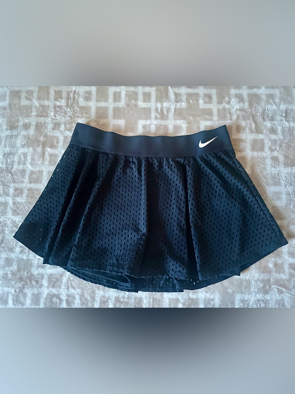 Nike Black Athletic Mesh Skirt with White Swoosh